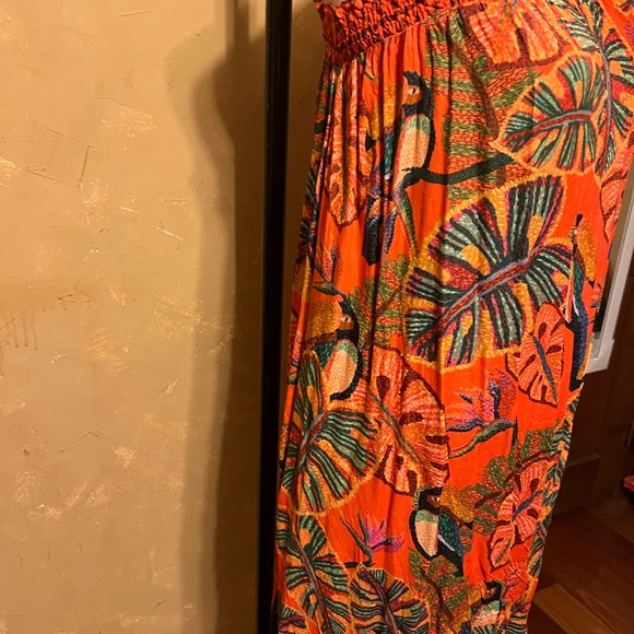 Farm Rio M Fiji One Shoulder Side Pockets Orange Toucan Print - Picture 9 of 13